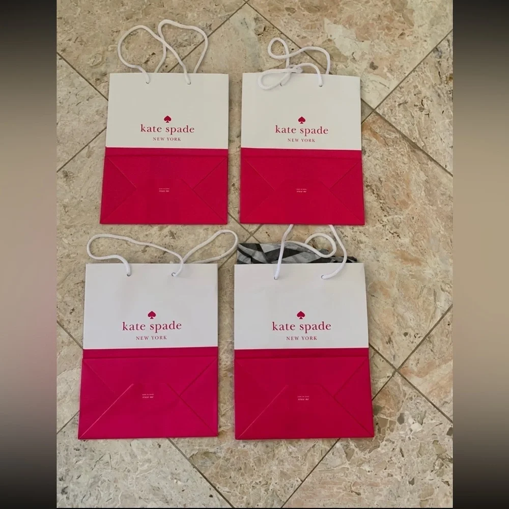 Like New 5 Small Kate Spade Shopping Paper Gift Bags Pink White 10
